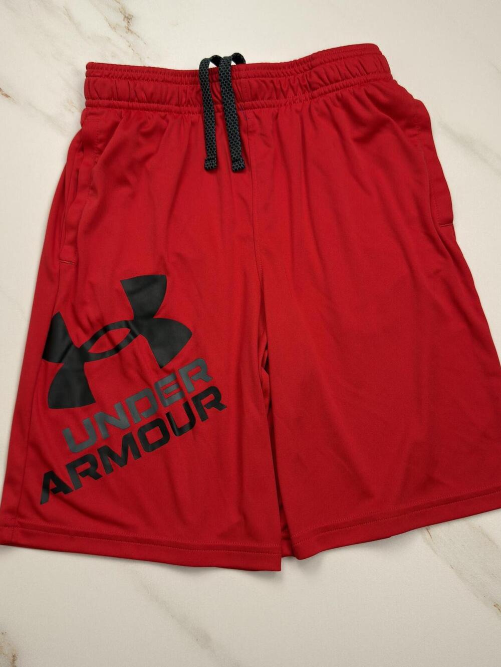 Under Armour Red Logo Shorts - Boys Medium